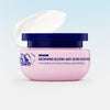 Pink jar of 'Morning Bloom Anti Acne Moisturizer' with a blue lid on a light blue background